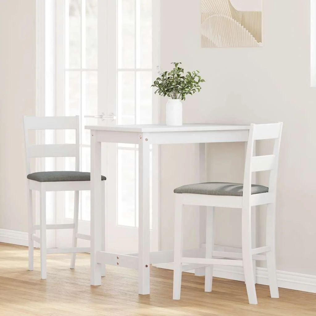 barové stoličky s vankúšmi 2 ks Biela masívna drevená guma