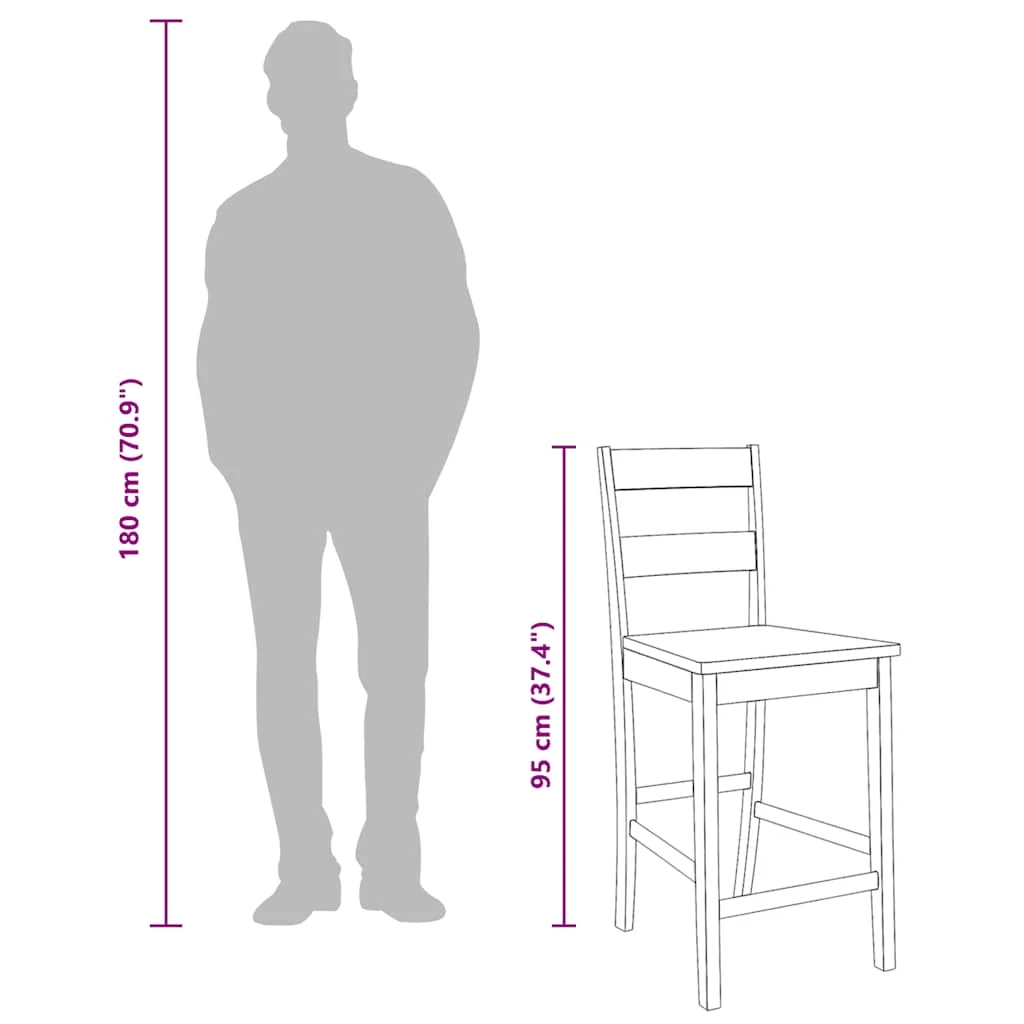 barové stoličky 2 ks Biela masívna drevená guma