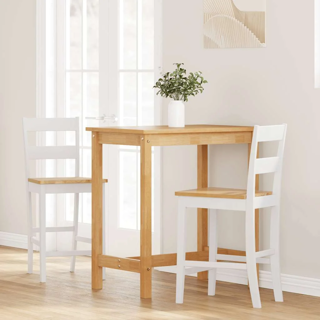 barové stoličky 2 ks Biela masívna drevená guma