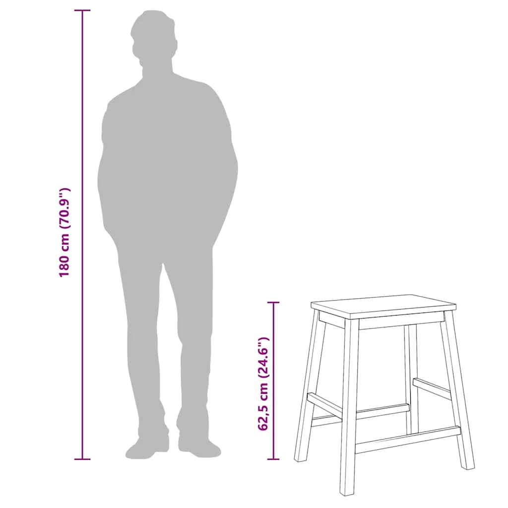 barové stoličky 2 ks Guma z masívneho dreva