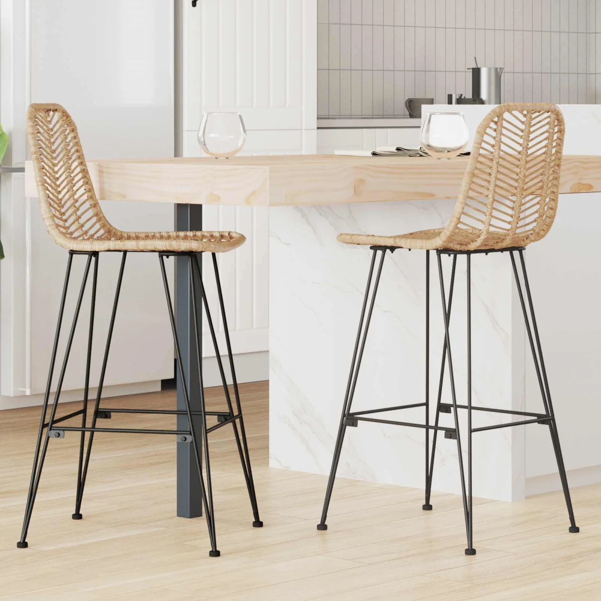 Barová stolička 2 pcs Prírodná 44,5 x 53 x 111 cm