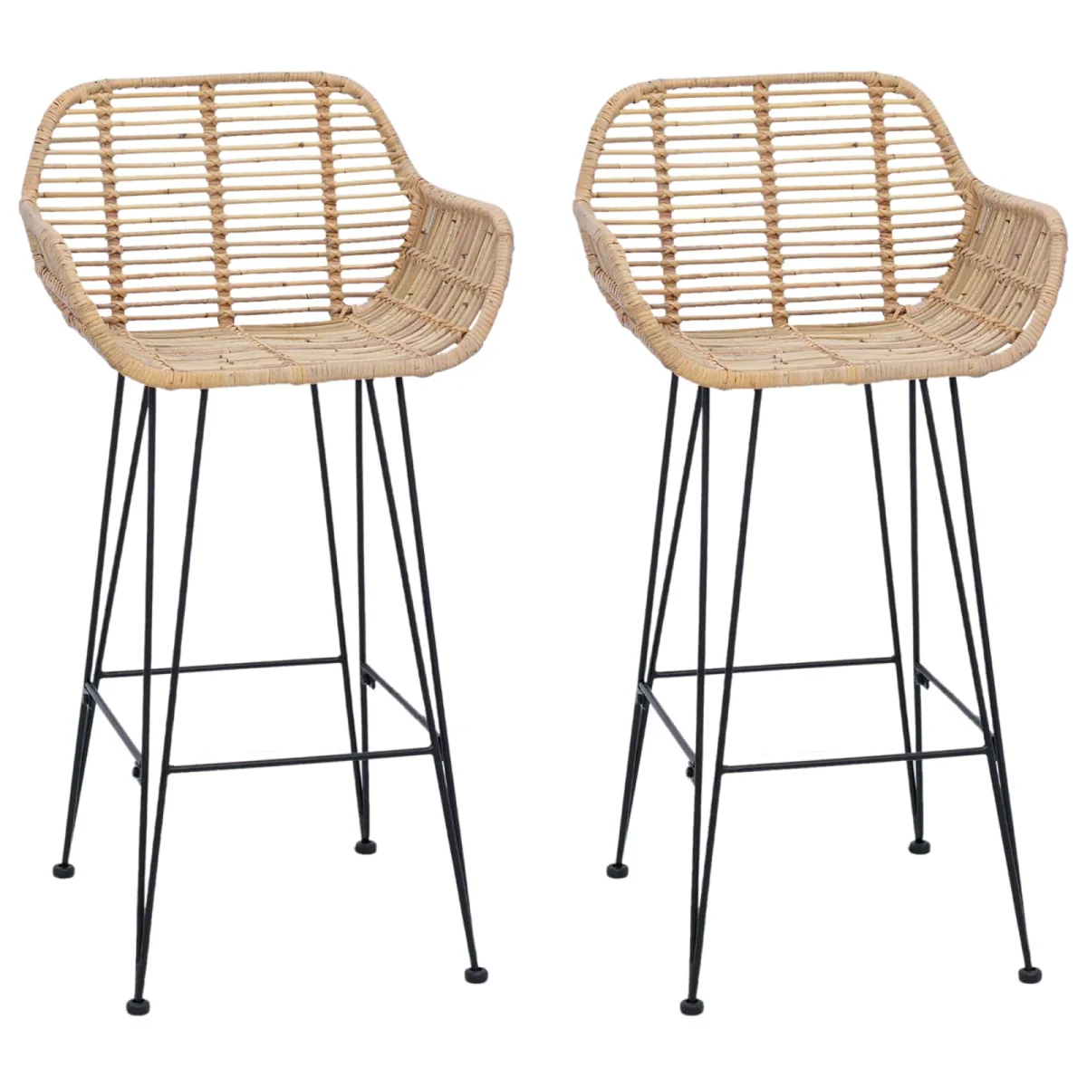 Barová stolička 2 pcs Prírodná 55 x 52 x 92 cm Ratan a železo