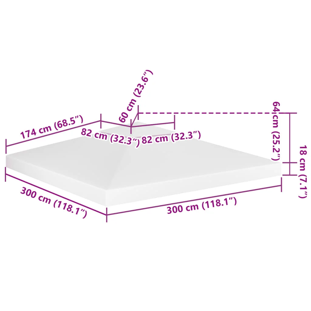 Dvojitá strieška na altánok 310 g/m², 3x3 m, biela