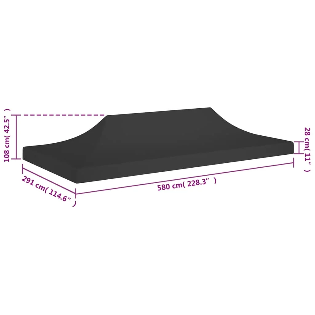 Strecha na párty stan 6x3 m, čierna 270 g/m²
