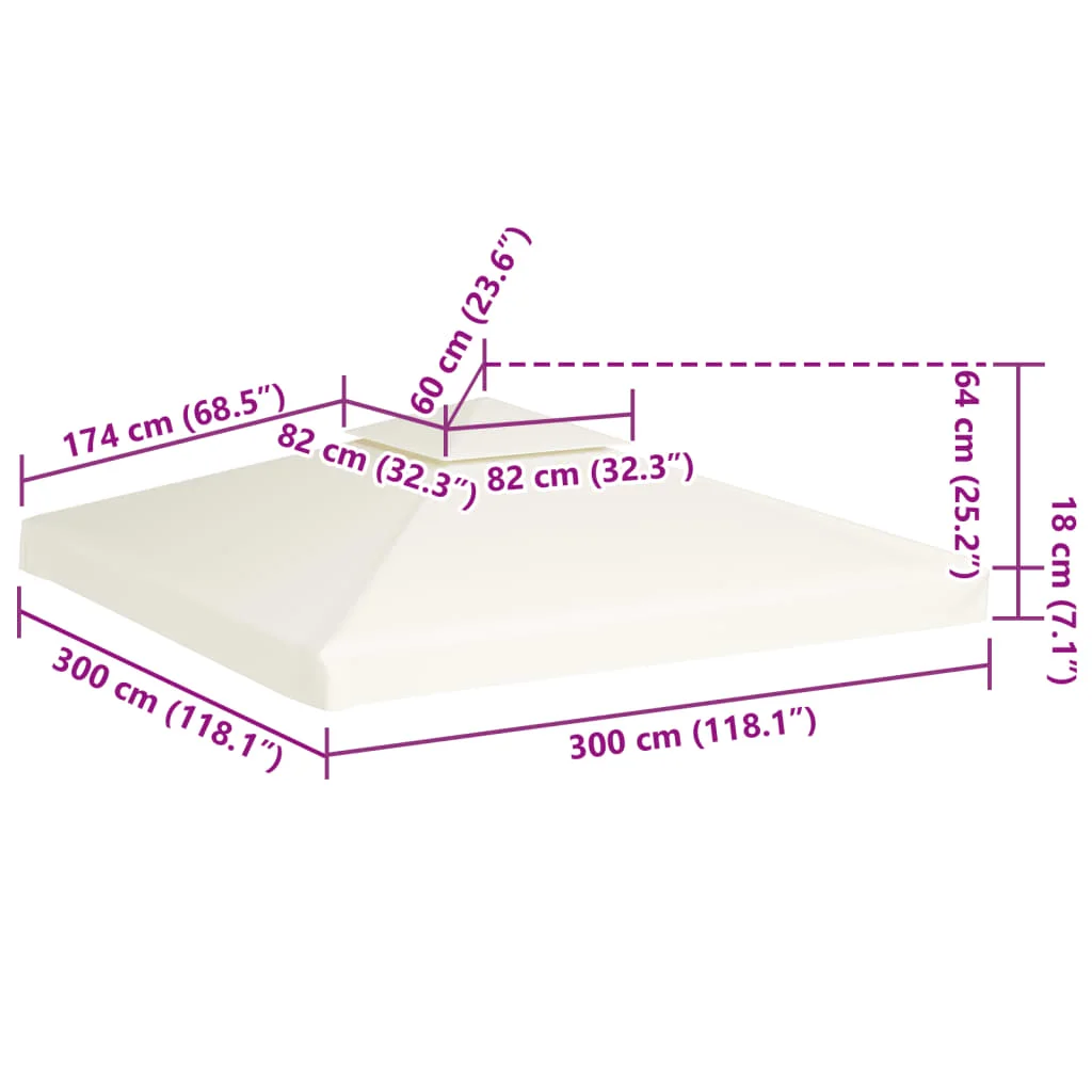Náhradná strieška na altánok 310 g/m², krémovo biela 3x3 m