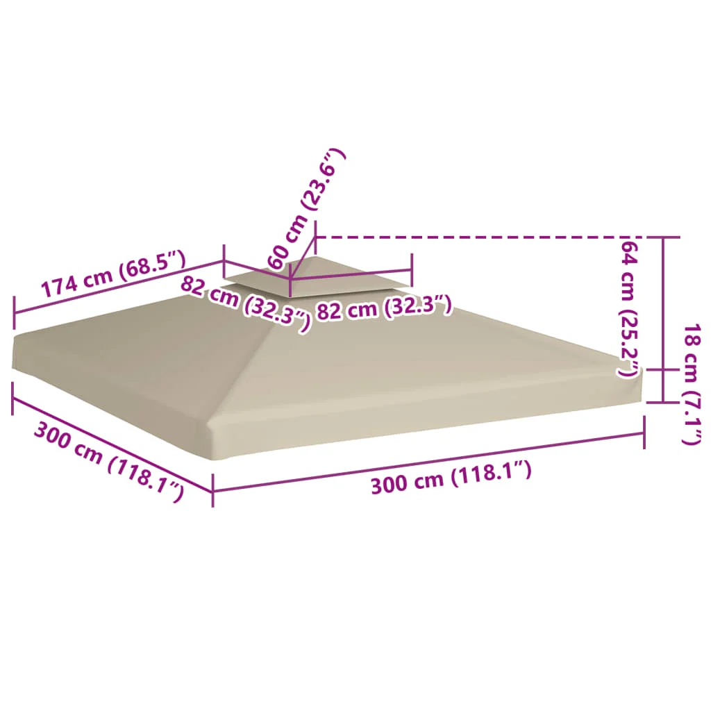Náhradná strieška na altánok 310 g/m², béžová 3x3 m