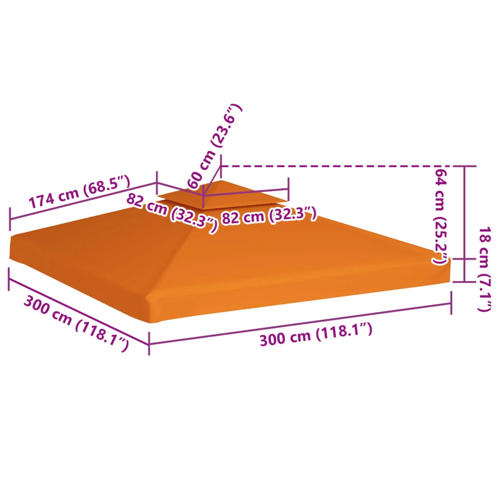 Náhradná strieška na altánok 310 g/m², oranžová 3x3 m