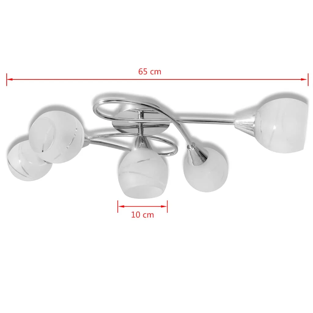 Stropná lampa so sklenenými tienidlami na 5 žiaroviek E14