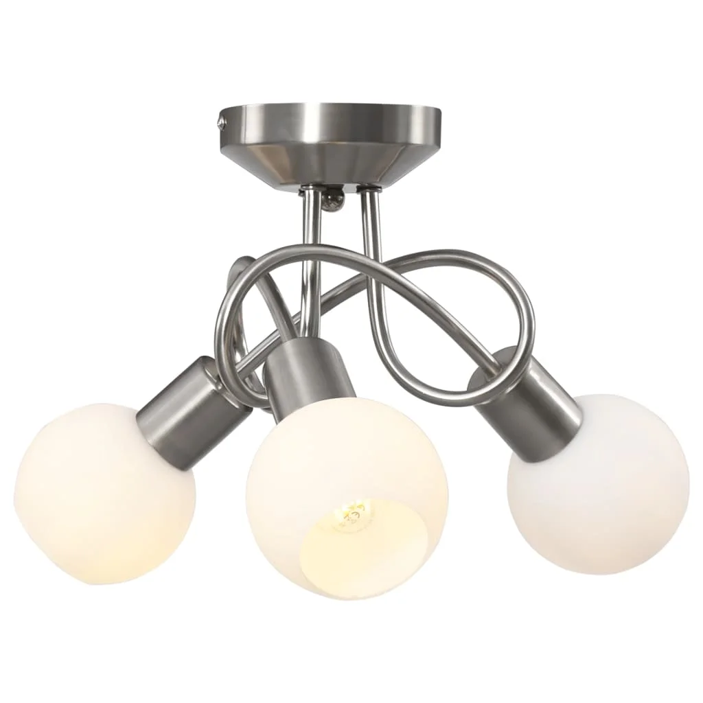 Stropná lampa+keramické tienidlá na 3 žiarovky E14, biela guľa