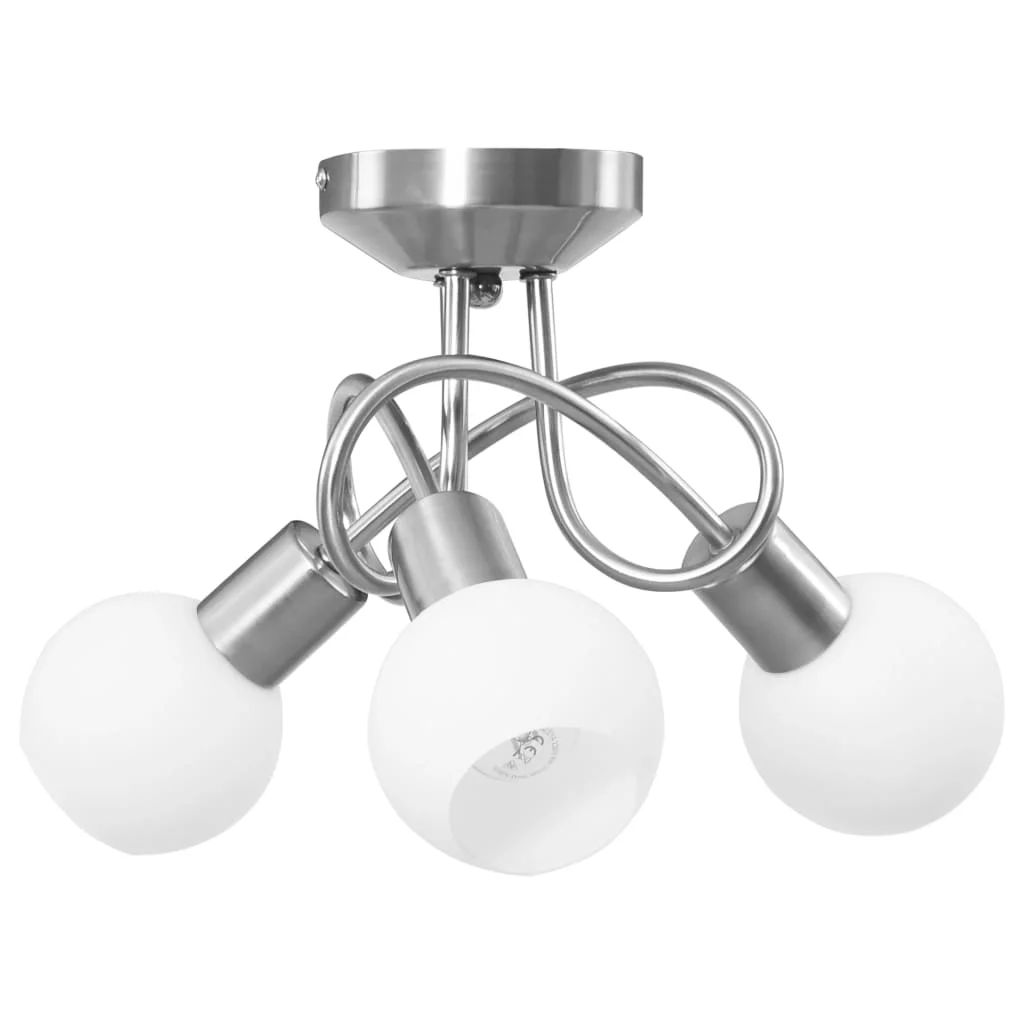 Stropná lampa+keramické tienidlá na 3 žiarovky E14, biela guľa