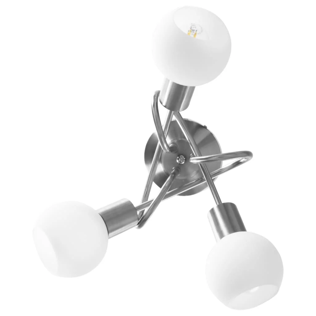 Stropná lampa+keramické tienidlá na 3 žiarovky E14, biela guľa