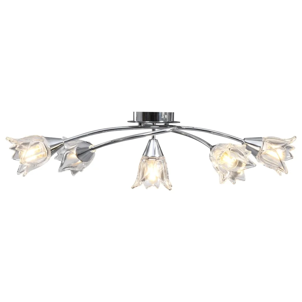 Stropná lampa+sklenené tienidlá na 5 žiaroviek E14, tulipán