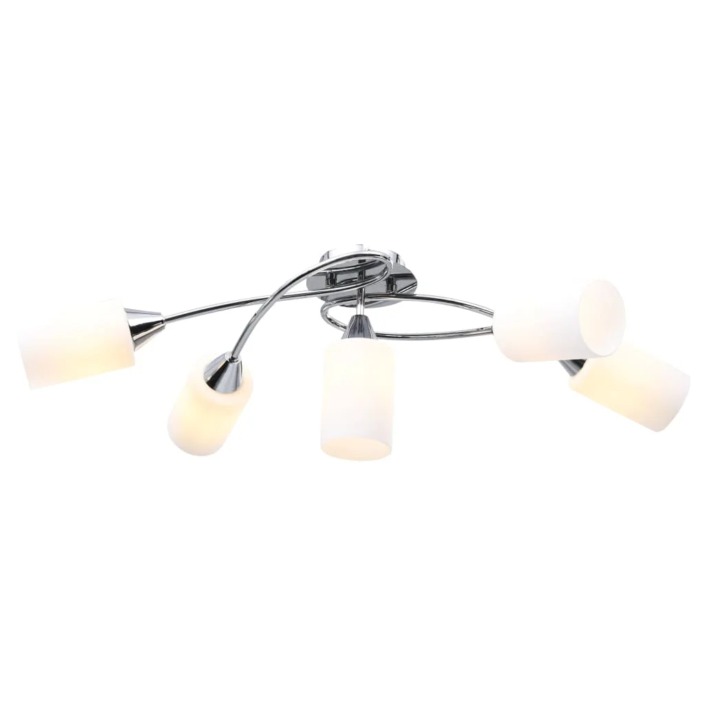 Stropná lampa+keramické tienidlá na 5 žiaroviek E14,biely kužeľ