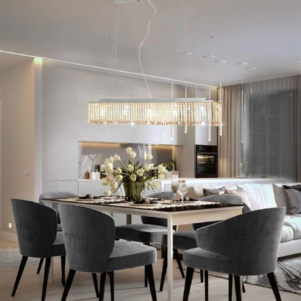 Stropná lampa s krištáľovými korálkami strieborná 104 cm E14 