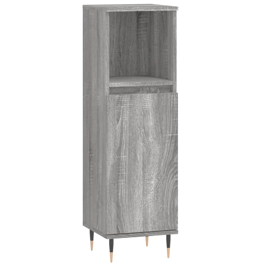 3-dielna sada kúpeľňového nábytku sivá sonoma spracované drevo