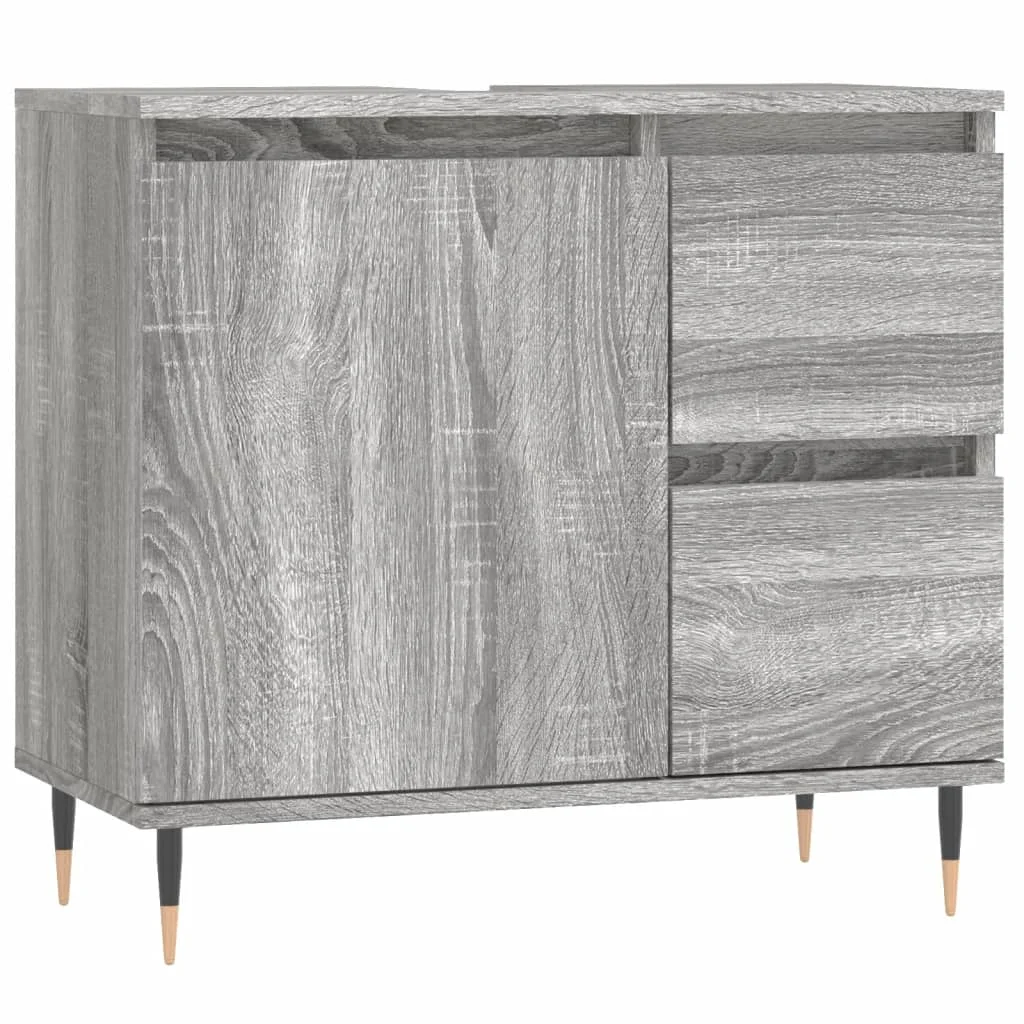 3-dielna sada kúpeľňového nábytku sivá sonoma spracované drevo