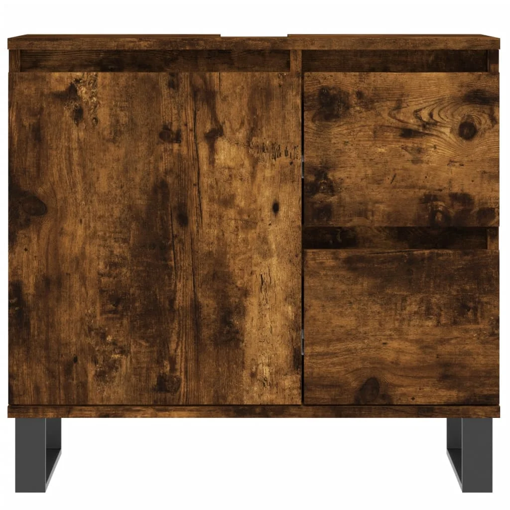 3-dielna sada kúpeľňového nábytku dymový dub spracované drevo