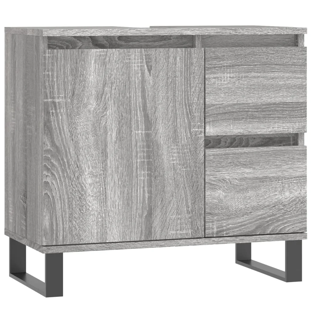 3-dielna sada kúpeľňového nábytku sivá sonoma spracované drevo