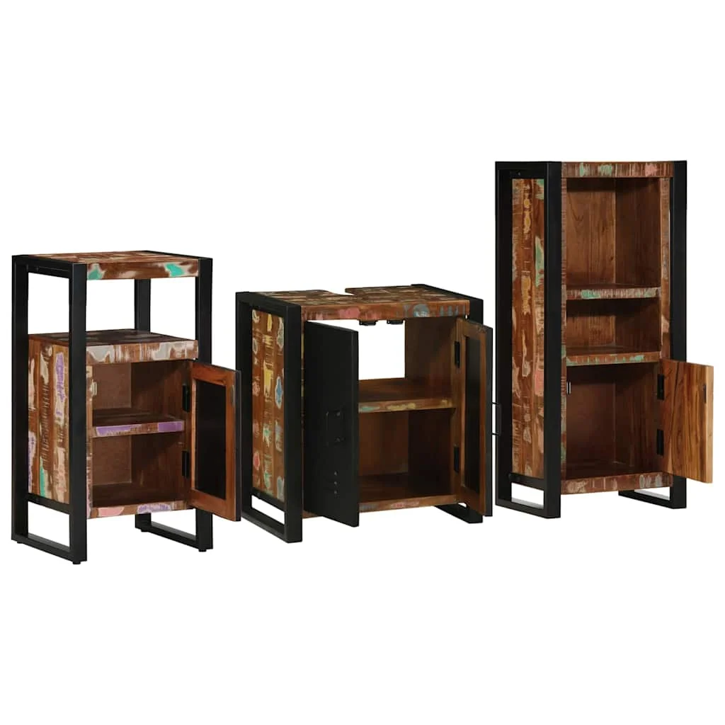 Sada kúpeľňového nábytku Nástenný 3 pcs Masívne obnovené drevo