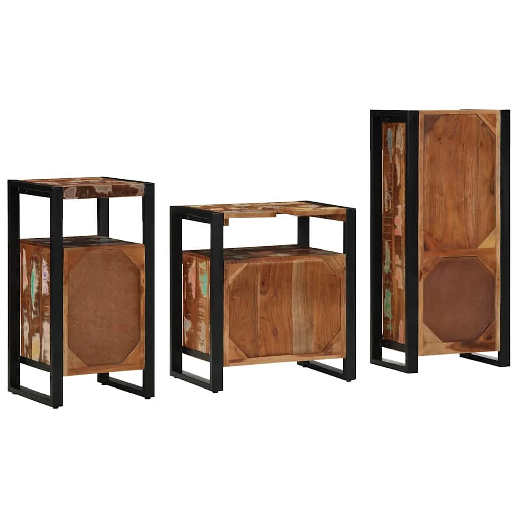 Sada kúpeľňového nábytku Nástenný 3 pcs Masívne obnovené drevo