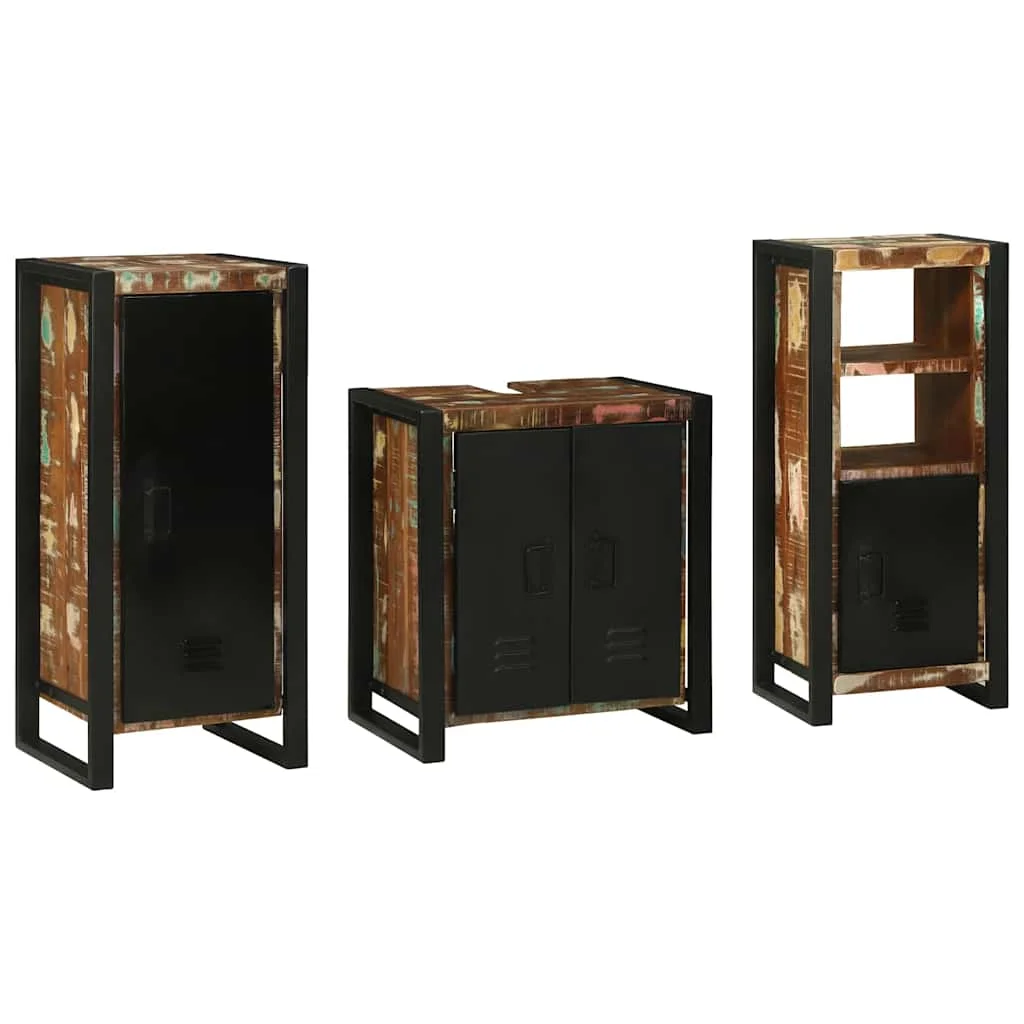 Sada kúpeľňového nábytku Nástenný 3 pcs Masívne obnovené drevo