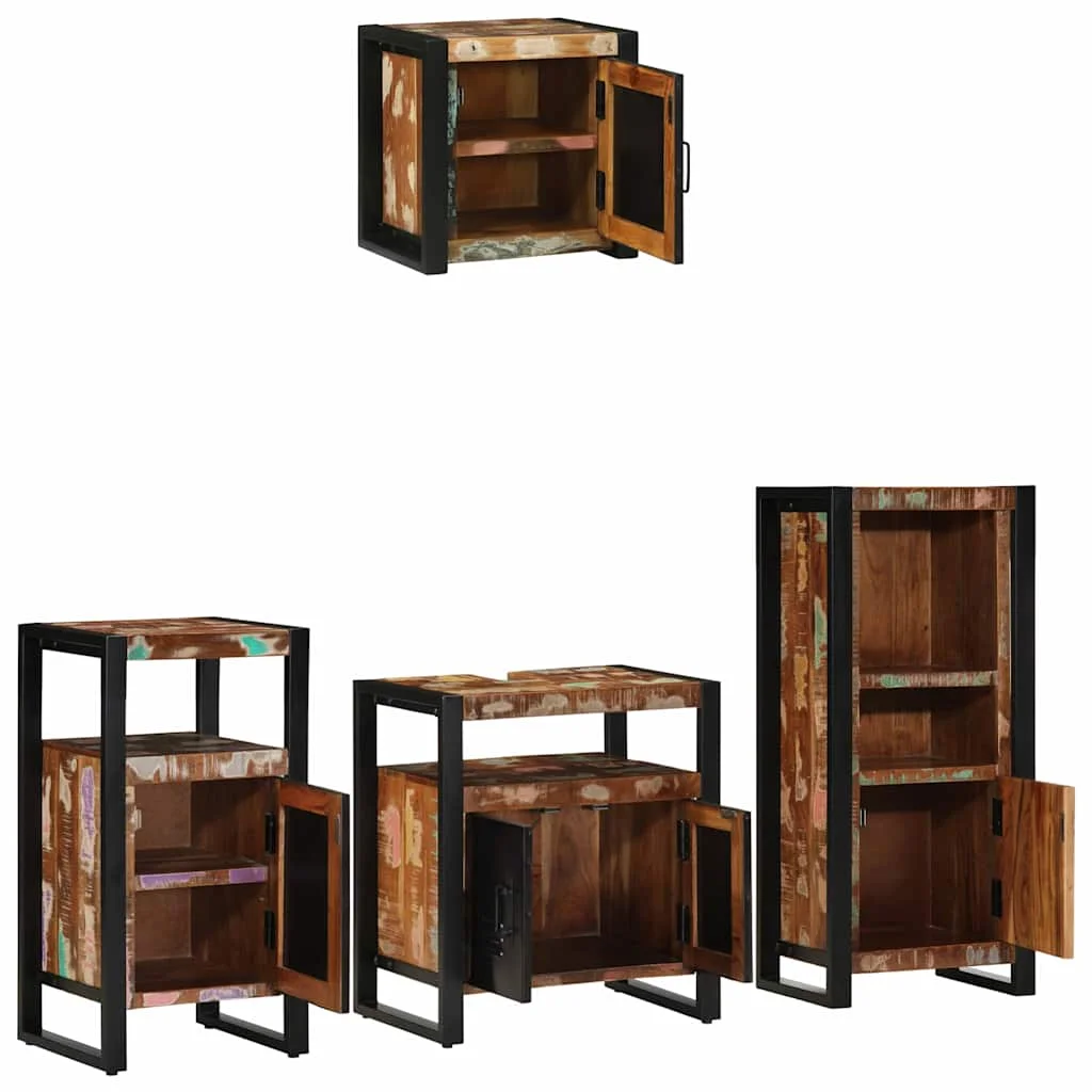 Sada kúpeľňového nábytku Nástenný 4 pcs Masívne obnovené drevo