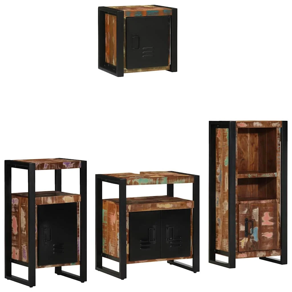 Sada kúpeľňového nábytku Nástenný 4 pcs Masívne obnovené drevo