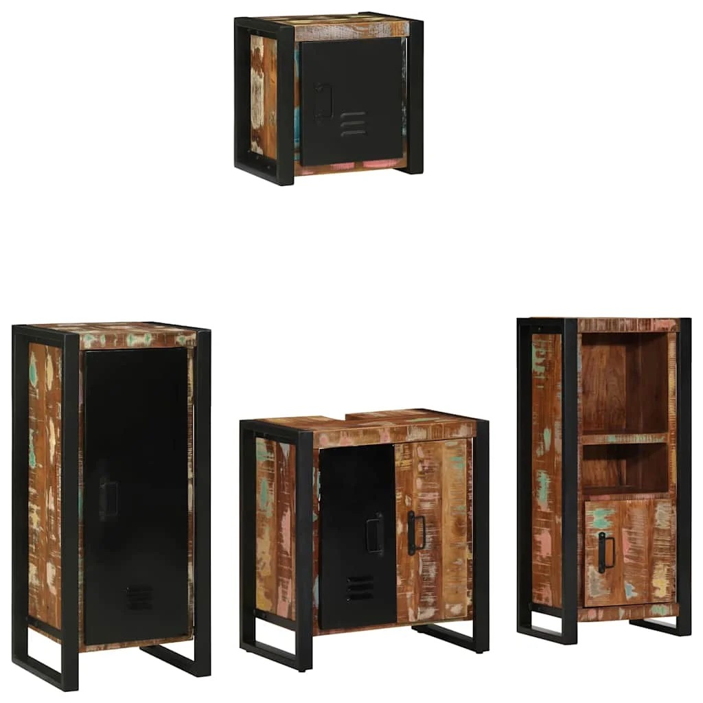 Sada kúpeľňového nábytku Nástenný 4 pcs Masívne obnovené drevo