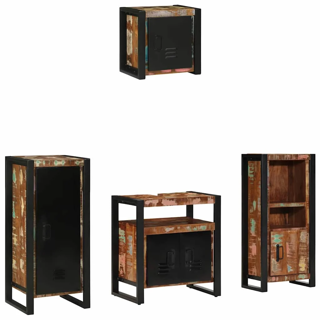 Sada kúpeľňového nábytku Nástenný 4 pcs Masívne obnovené drevo
