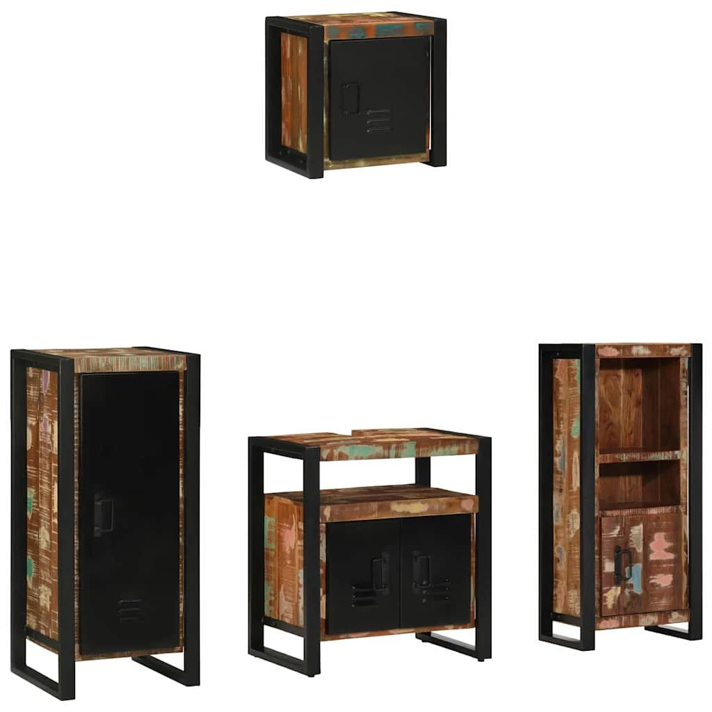 Sada kúpeľňového nábytku Nástenný 4 pcs Masívne obnovené drevo