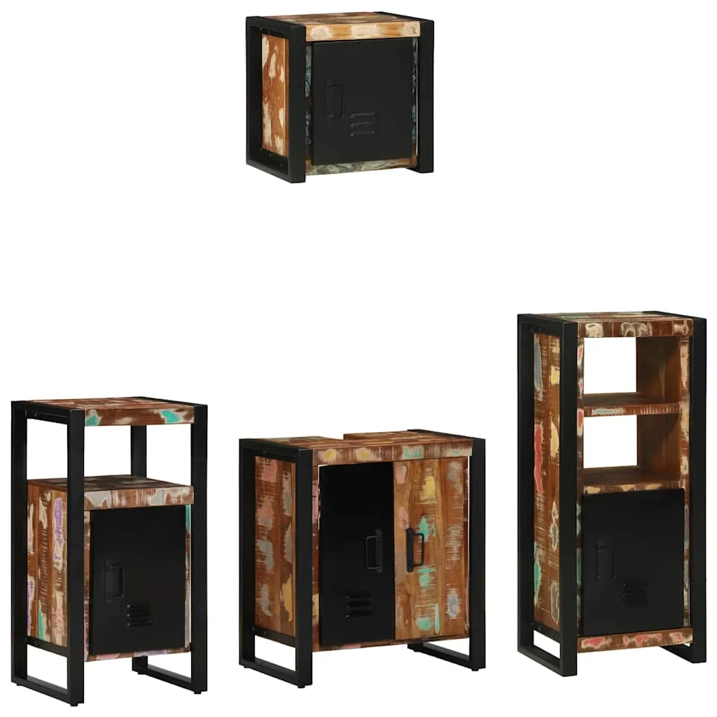 Sada kúpeľňového nábytku Nástenný 4 pcs Masívne obnovené drevo