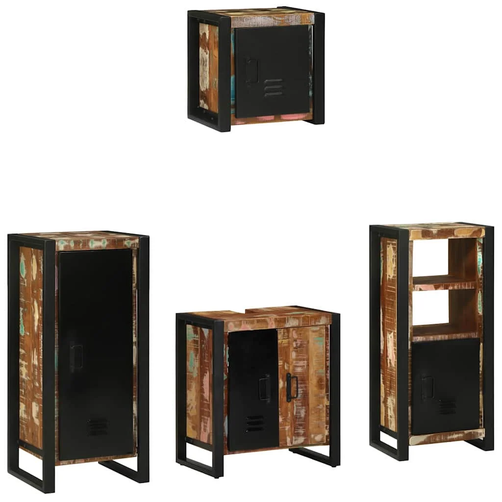 Sada kúpeľňového nábytku Nástenný 4 pcs Masívne obnovené drevo