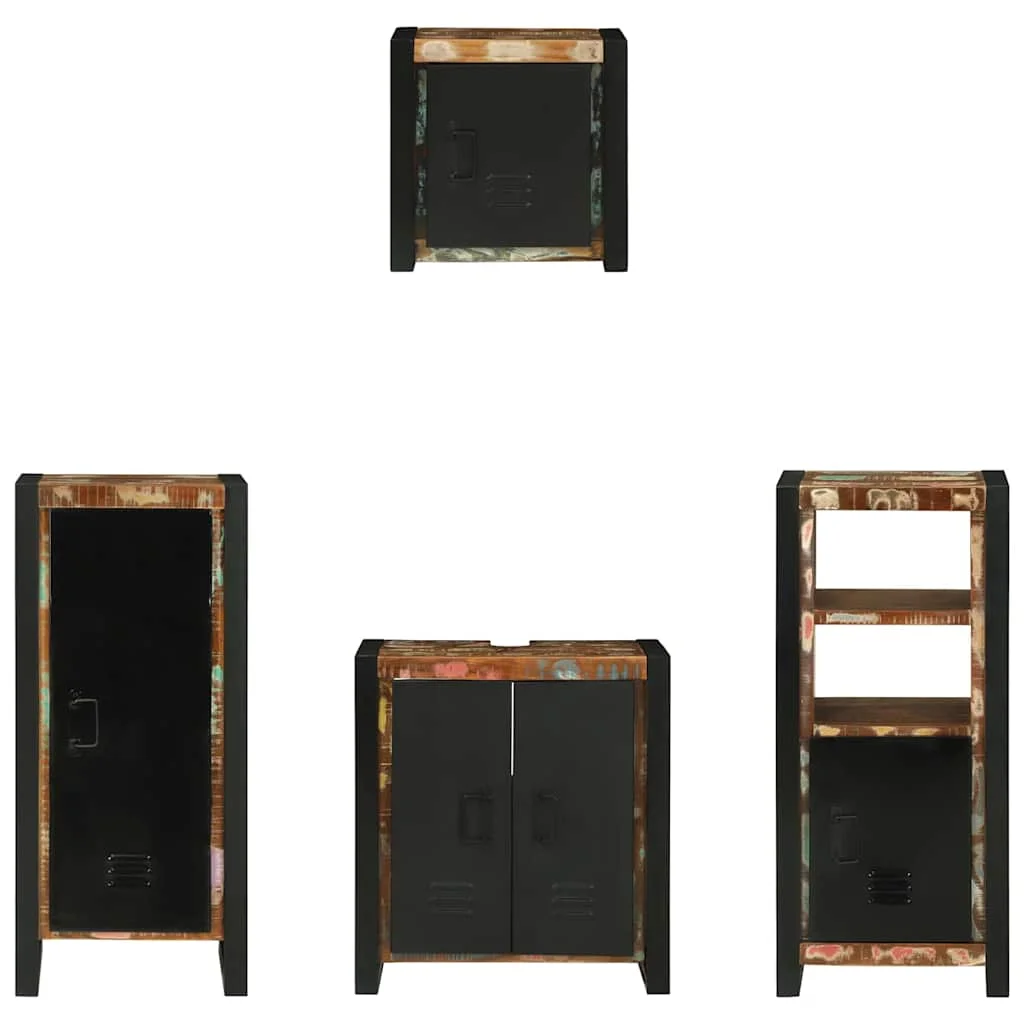 Sada kúpeľňového nábytku Nástenný 4 pcs Masívne obnovené drevo