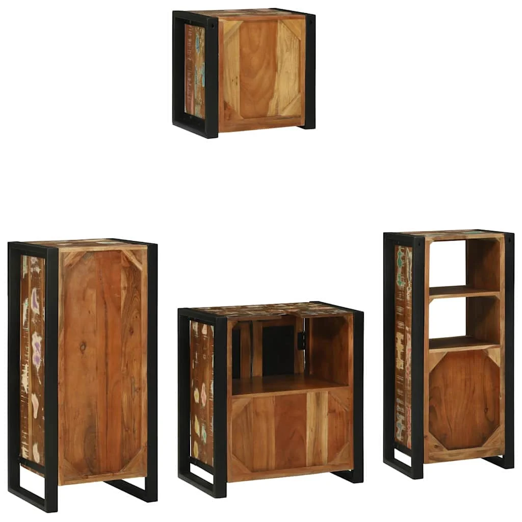 Sada kúpeľňového nábytku Nástenný 4 pcs Masívne obnovené drevo