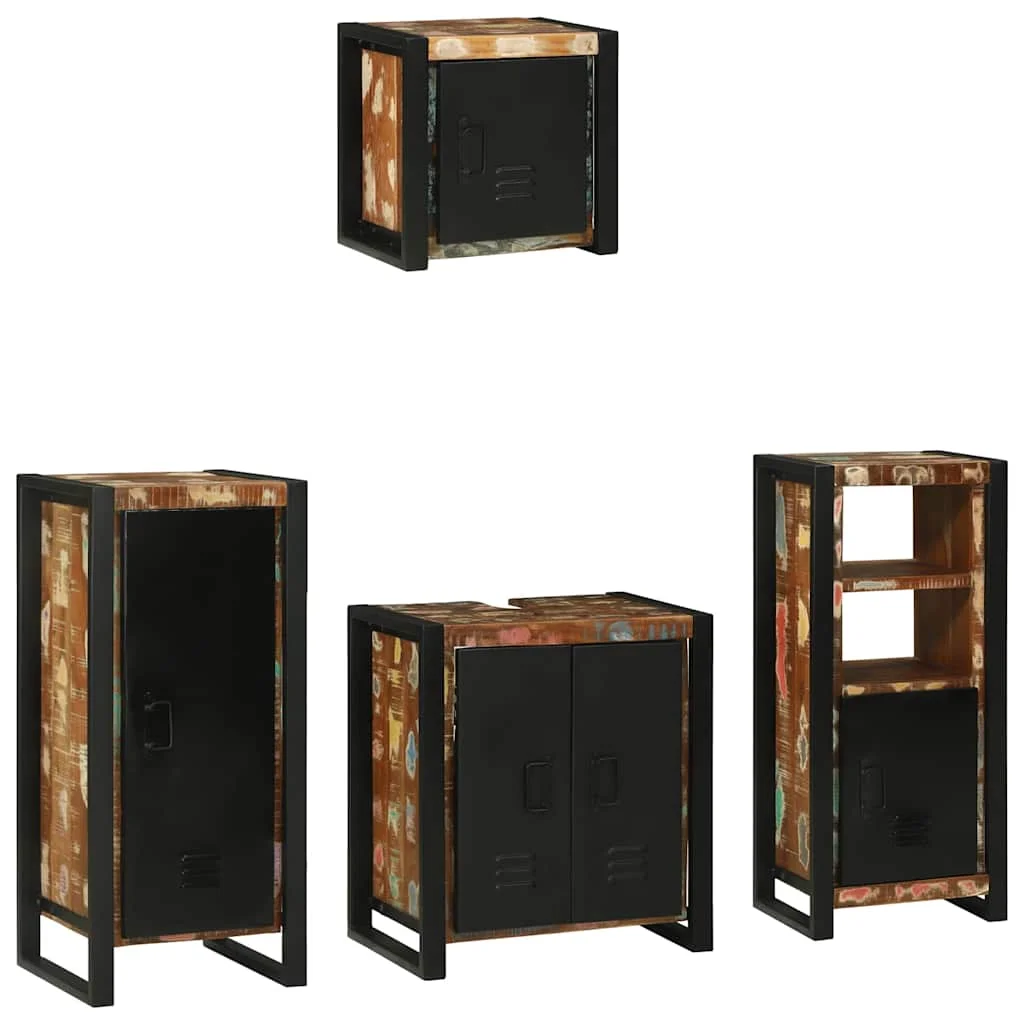 Sada kúpeľňového nábytku Nástenný 4 pcs Masívne obnovené drevo