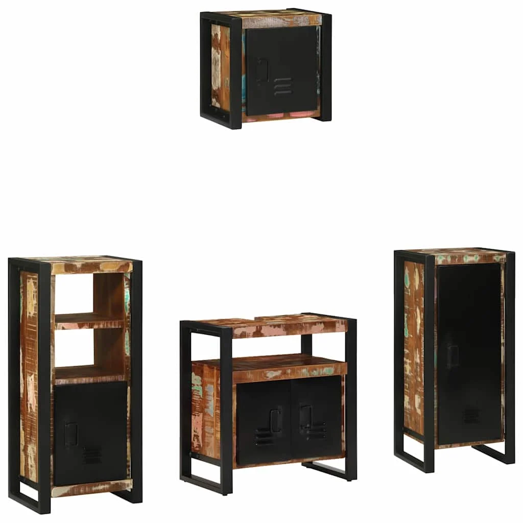 Sada kúpeľňového nábytku Nástenný 4 pcs Masívne obnovené drevo