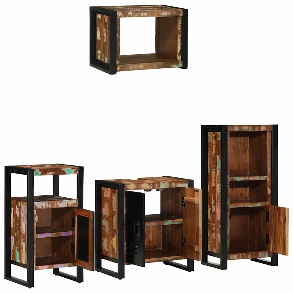 Sada kúpeľňového nábytku Nástenný 4 pcs Masívne obnovené drevo
