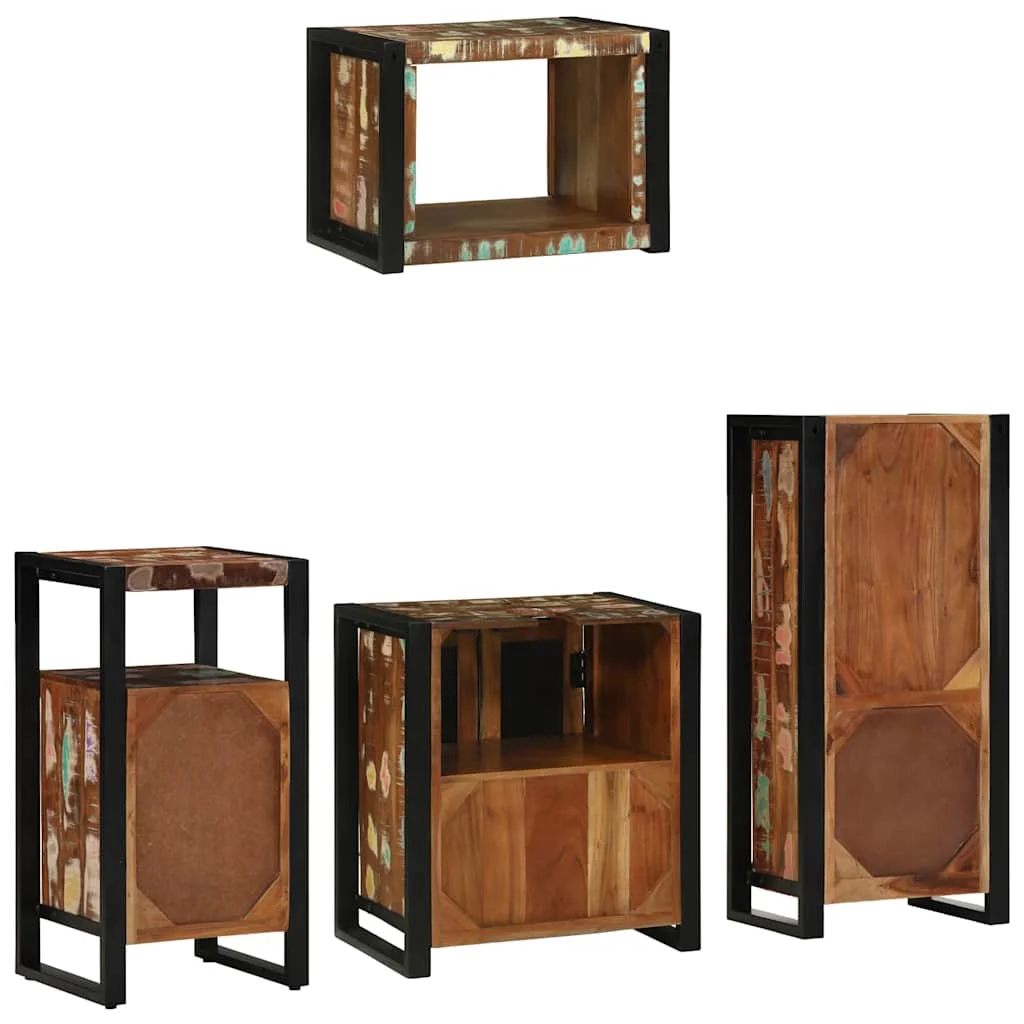 Sada kúpeľňového nábytku Nástenný 4 pcs Masívne obnovené drevo