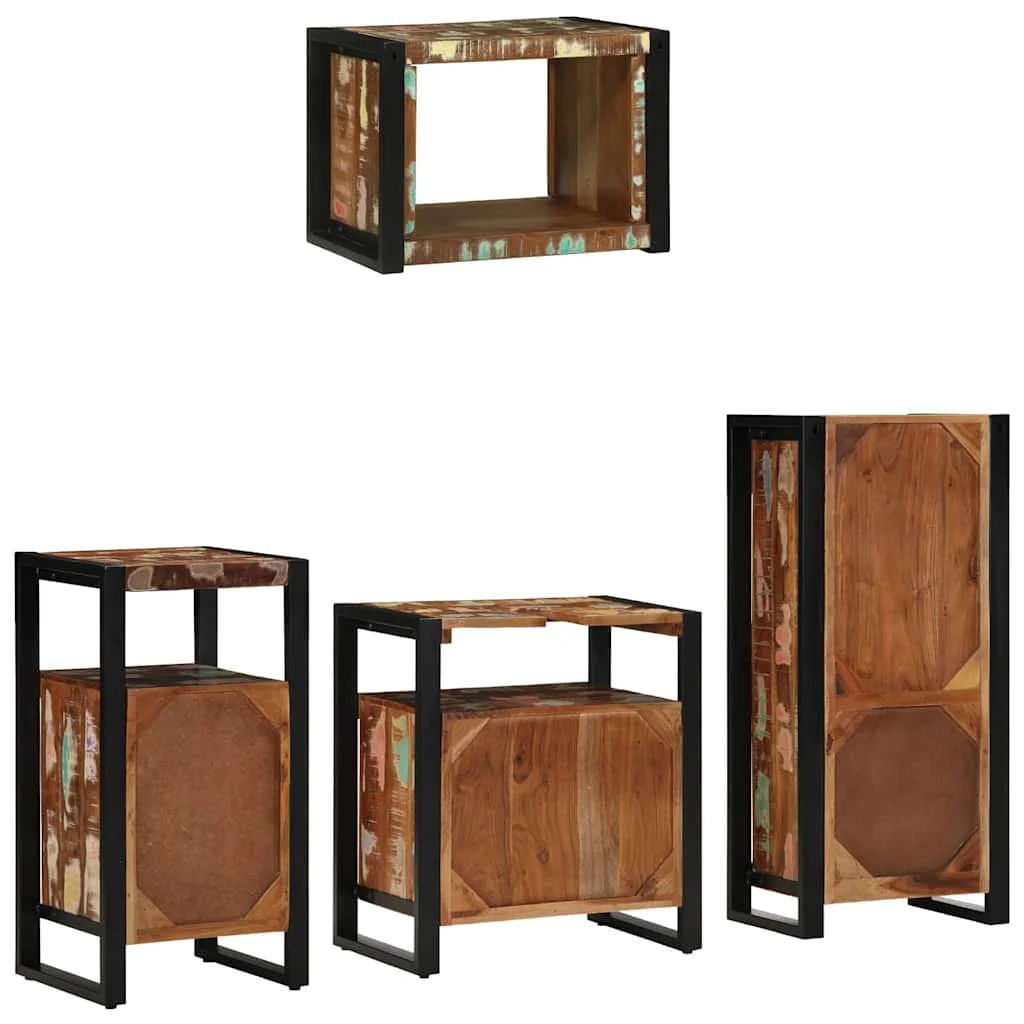Sada kúpeľňového nábytku Nástenný 4 pcs Masívne obnovené drevo