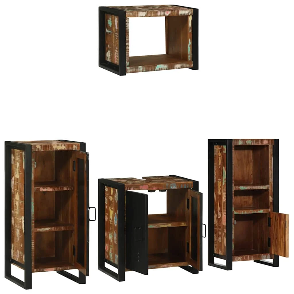 Sada kúpeľňového nábytku Nástenný 4 pcs Masívne obnovené drevo