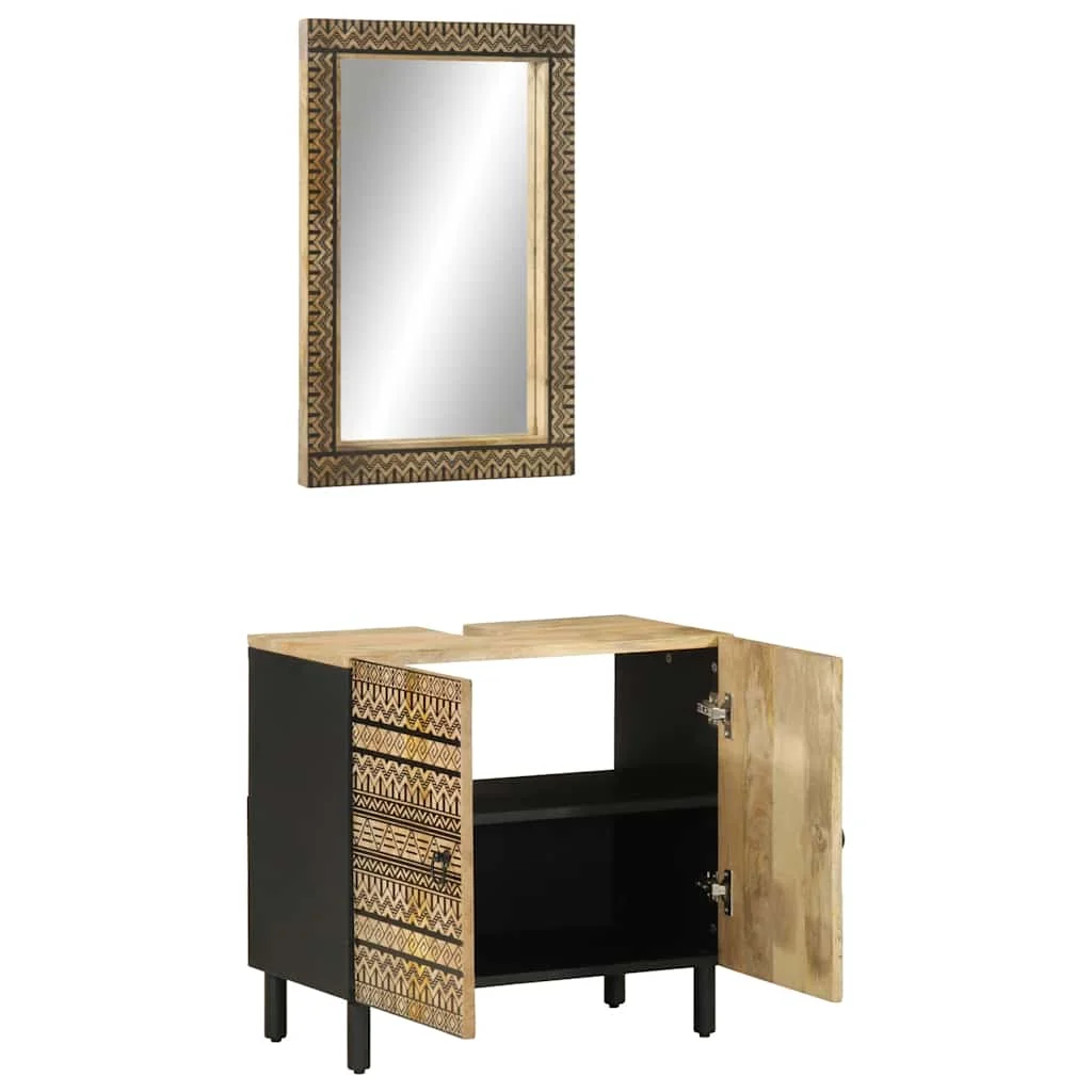 2-dielna súprava kúpeľňového nábytku mangovníkové drevo