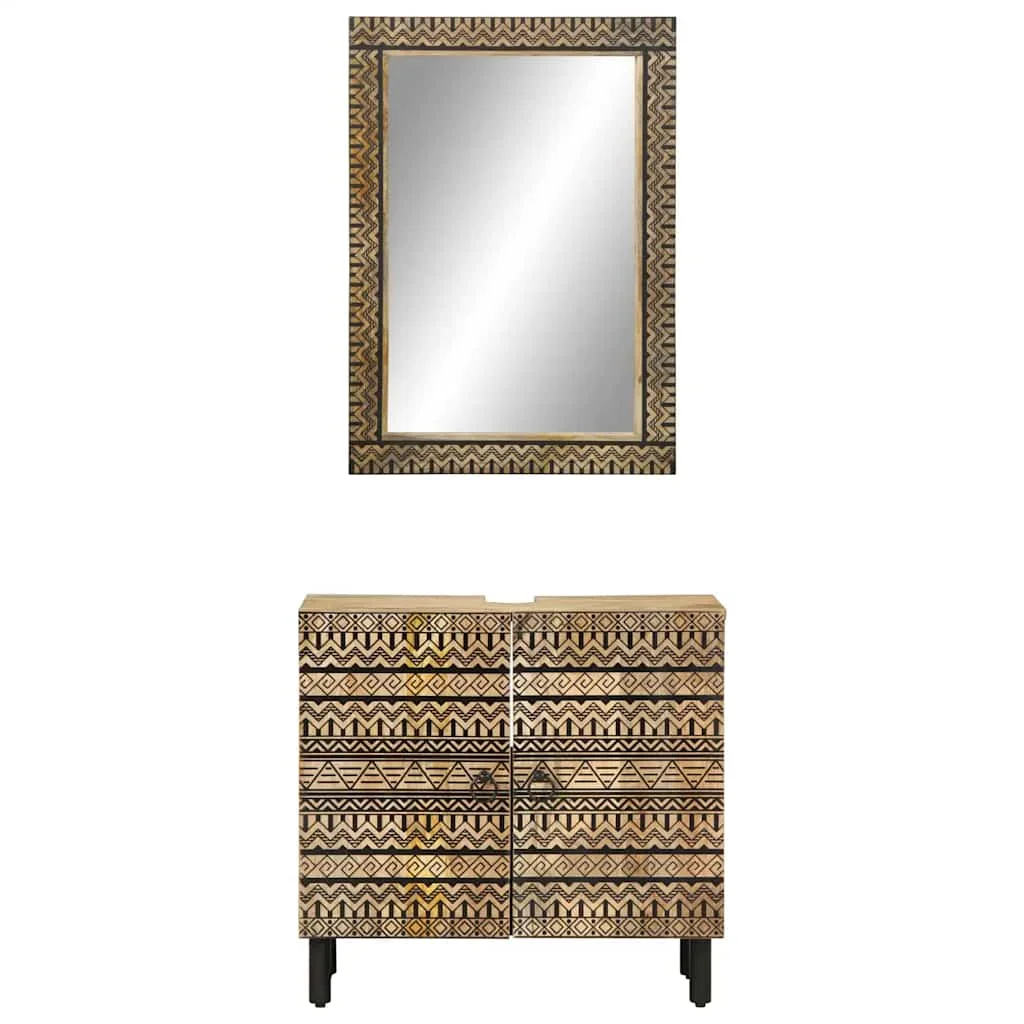 2-dielna súprava kúpeľňového nábytku mangovníkové drevo