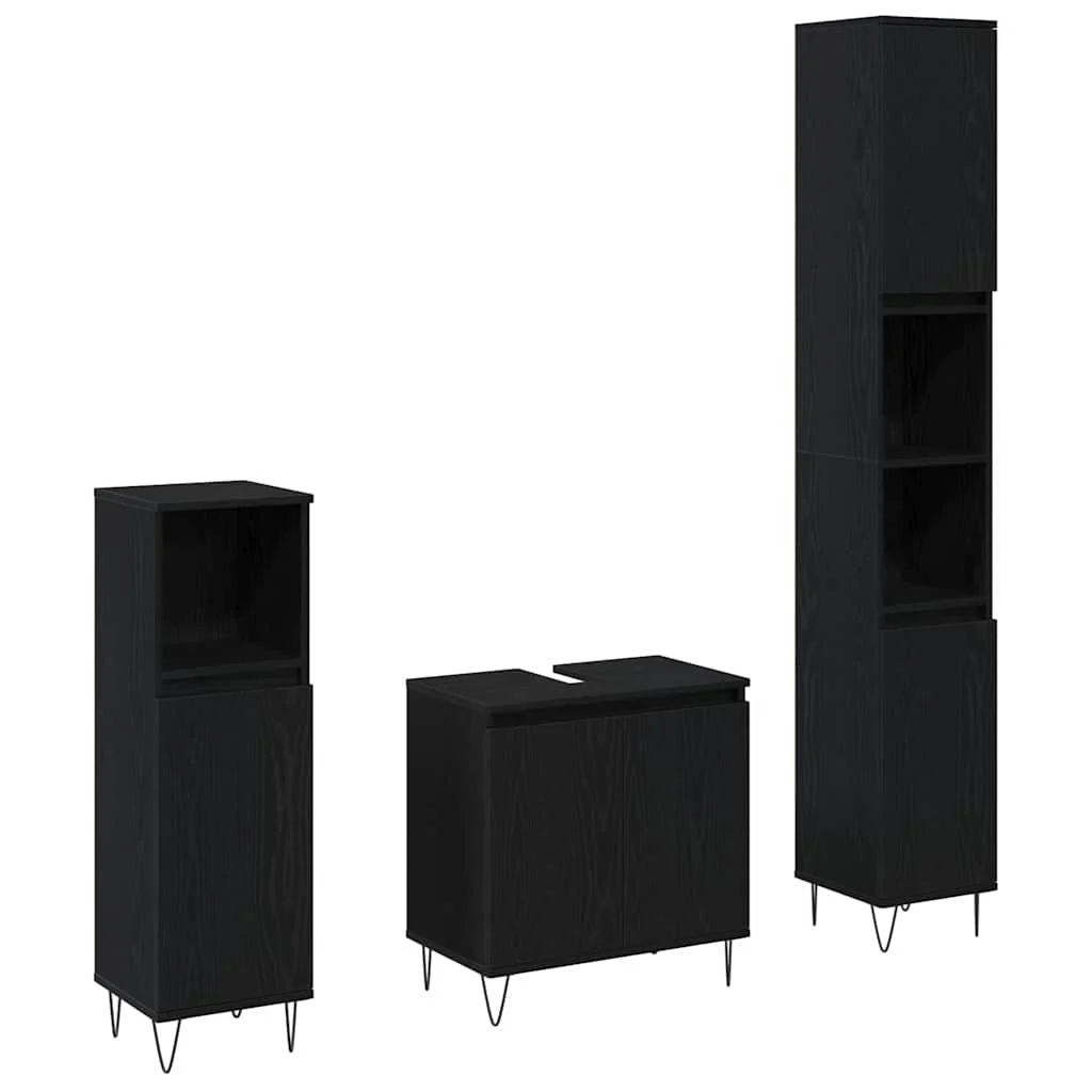 Sada kúpeľňového nábytku 3 pcs Čierny dub 30 x 30 x 190 cm