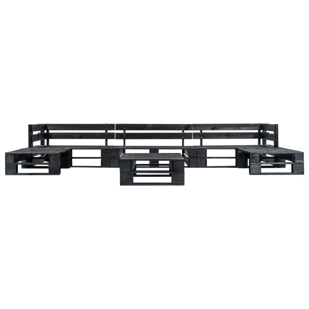 6-dielna záhradná sedacia súprava z paliet, čierna, drevo