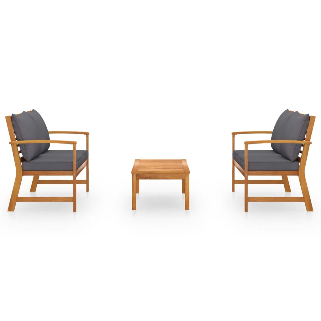 3-dielna záhradná sedacia súprava s podložkami akáciový masív