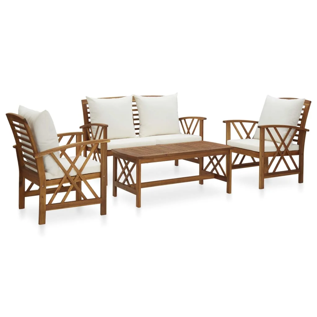 4-dielna záhradná sedacia súprava s podložkami akáciový masív