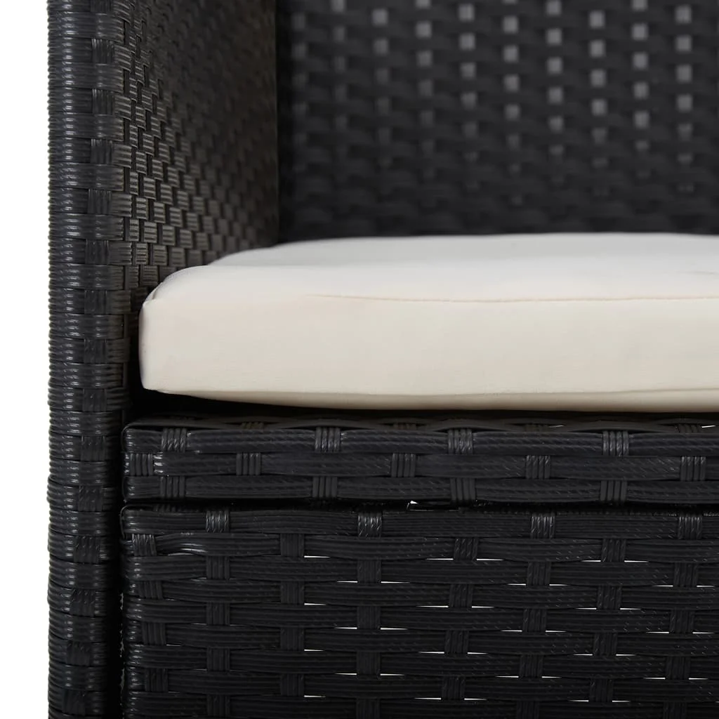 3-dielna záhradná jedálenská súprava čierna polyratan a sklo