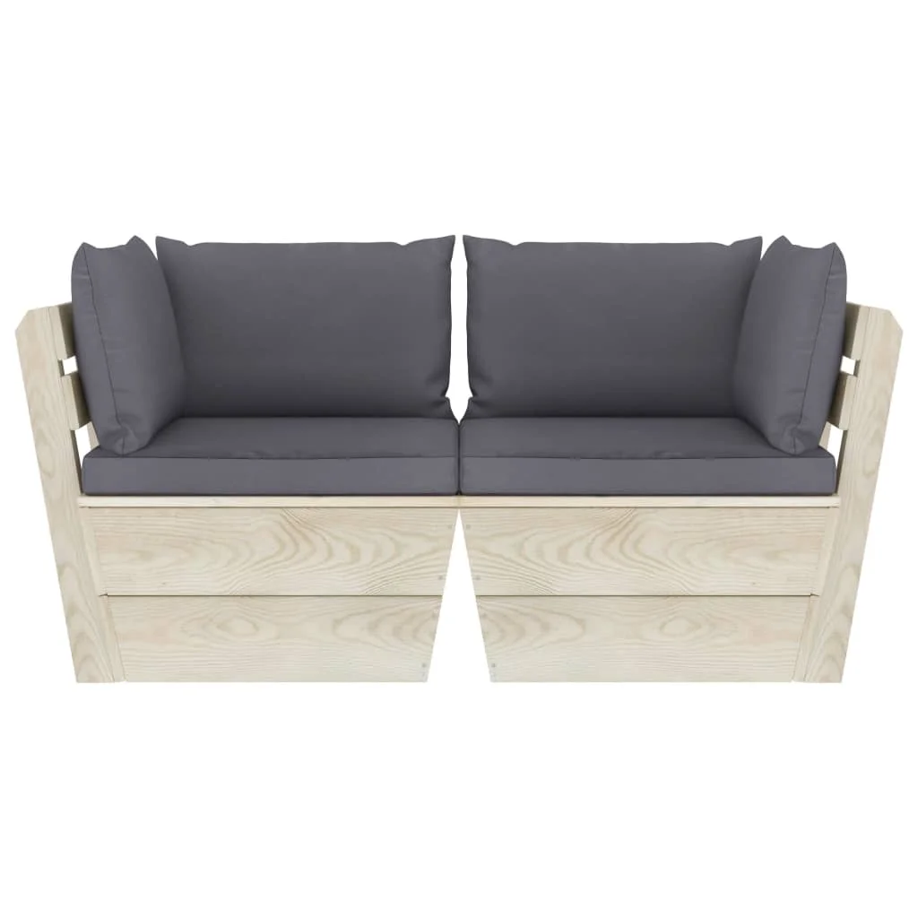 2-miestna záhradná pohovka z paliet+podložky, smrekové drevo