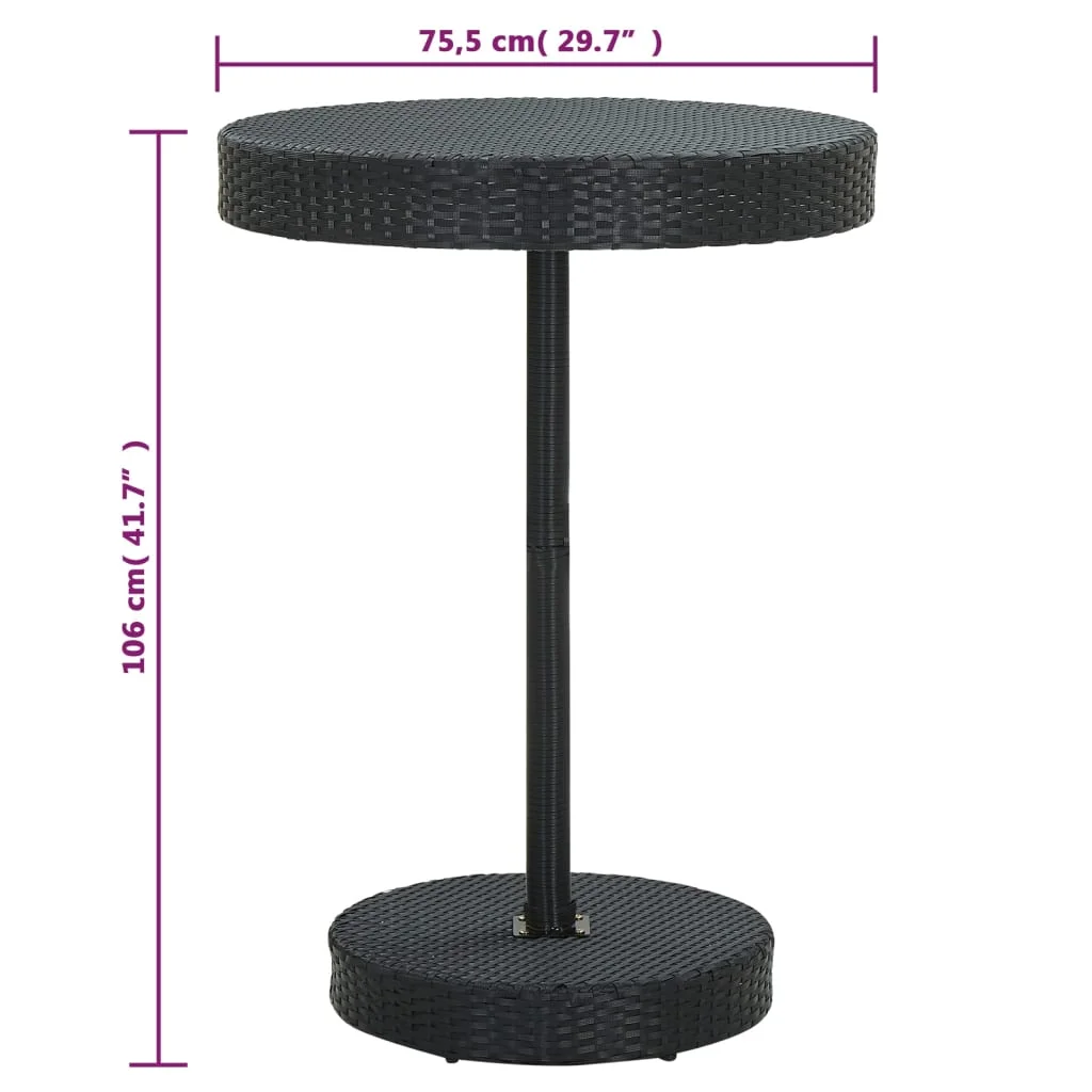 5-dielna záhradná barová súprava čierna polyratanová