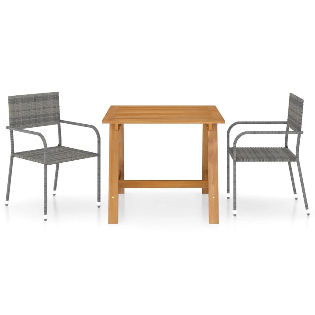 3-dielna záhradná jedálenská súprava sivá